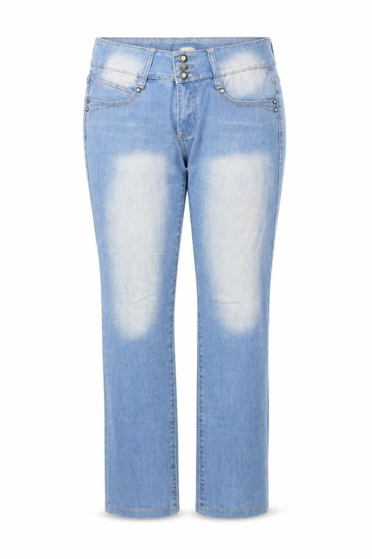 Qizhen Womens Blue Cotton Straight Jeans Size 32 in Regular Button