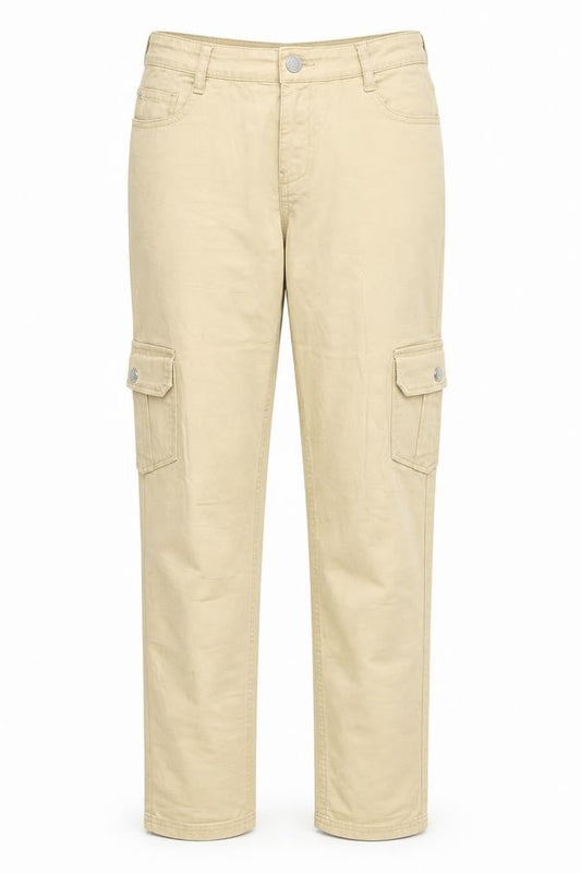 Cropp Womens Beige Polyester Cargo Trousers Size L Regular Zip