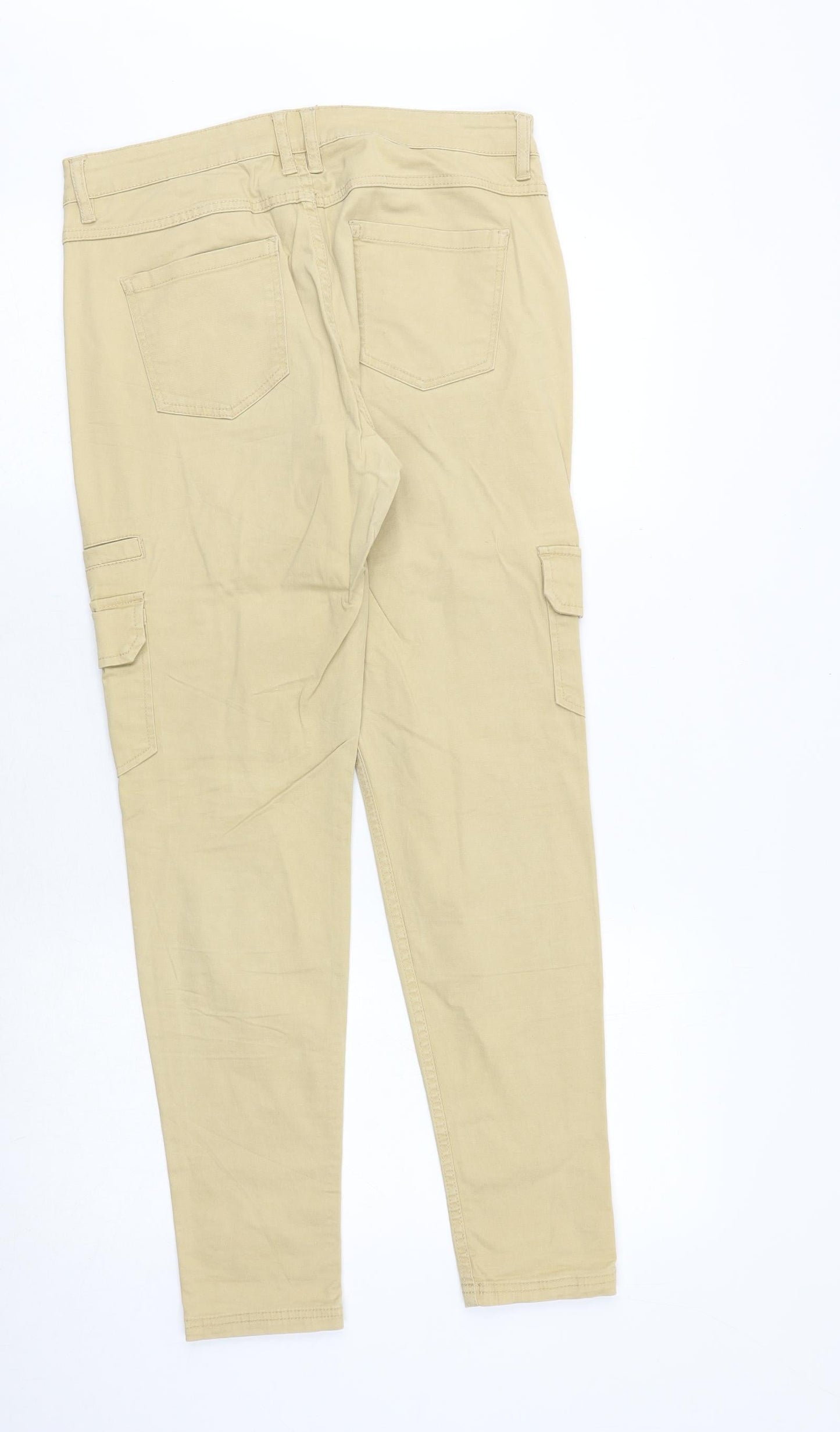 Cropp Womens Beige Polyester Cargo Trousers Size L Regular Zip
