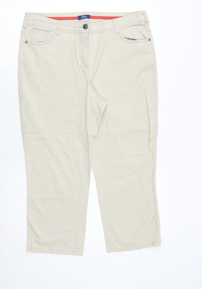 Cecil Womens Beige Polyester Cropped Trousers Size 34 in Regular Zip