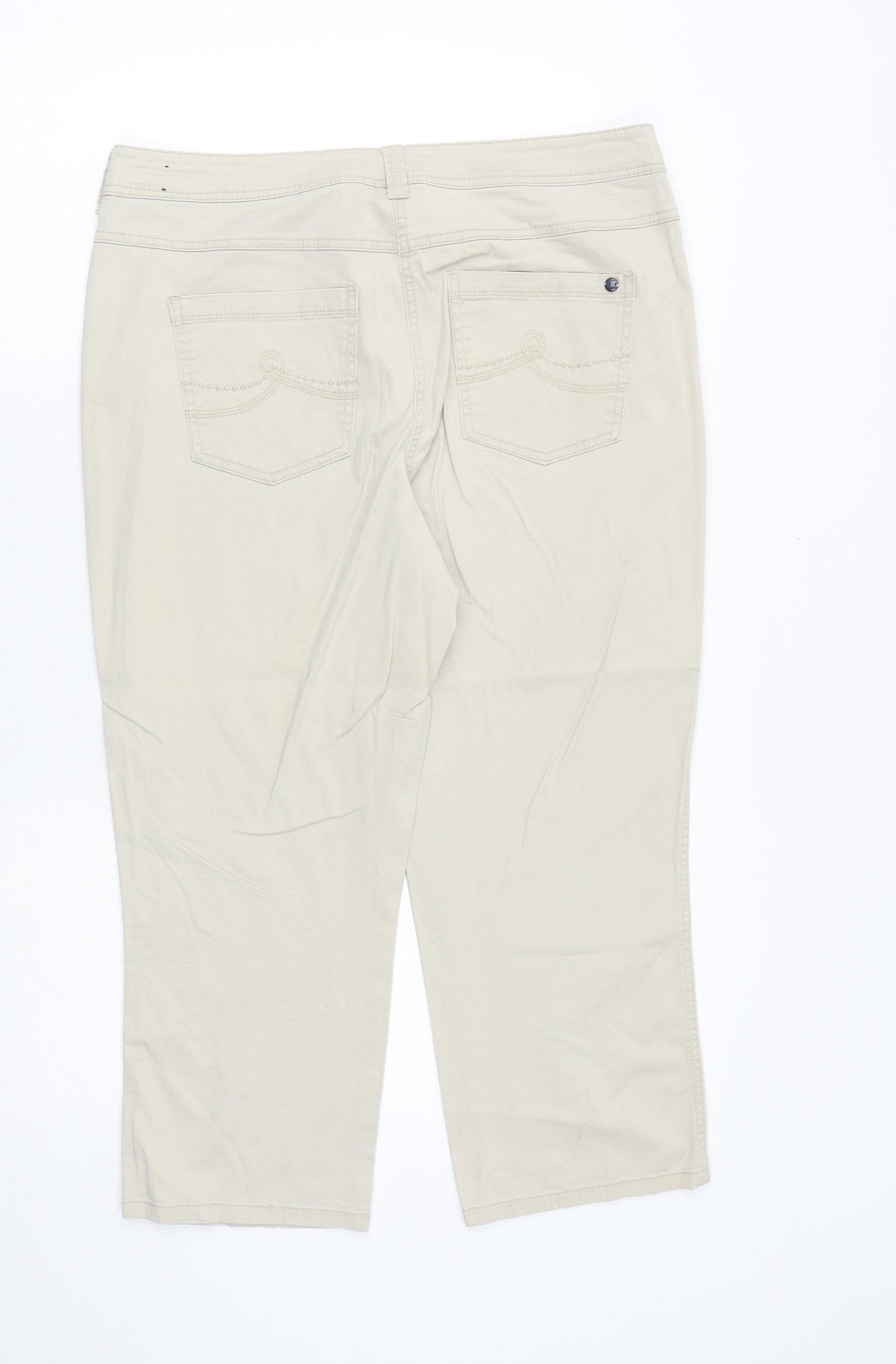 Cecil Womens Beige Polyester Cropped Trousers Size 34 in Regular Zip