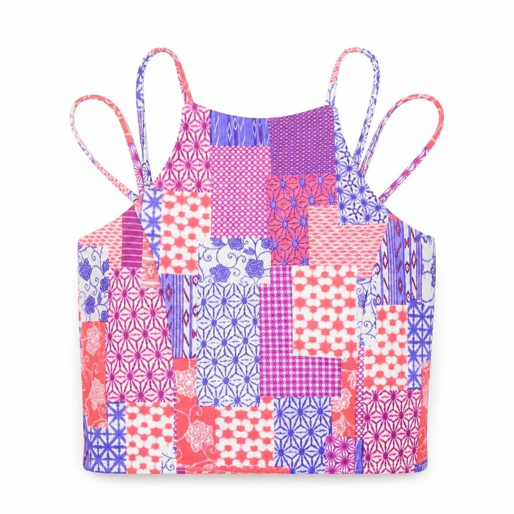 Missguided Womens Multicoloured Geometric Polyester Basic Tank Size 14 Round Neck