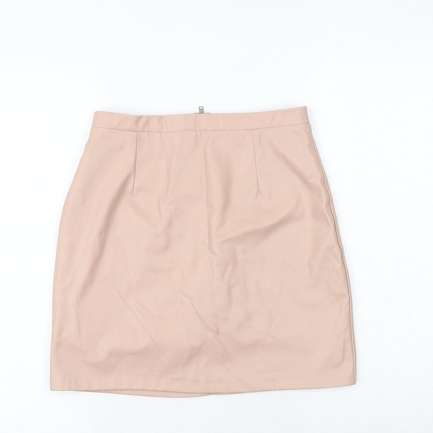 River Island Womens Pink Polyester A-Line Skirt Size 10 Zip