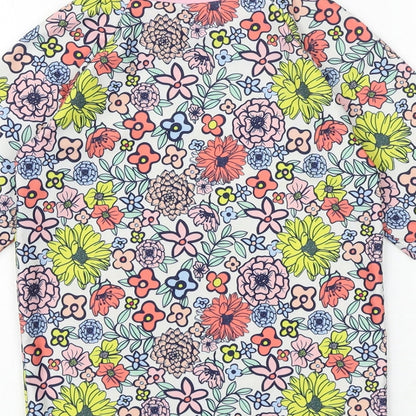 Crafted Girls Multicoloured Floral Polyester Basic T-Shirt Size 9-10 Years Round Neck Pullover