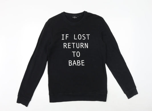NEXT Mens Black Chlorofibre Pullover Sweatshirt Size S - If Lost Return To Babe