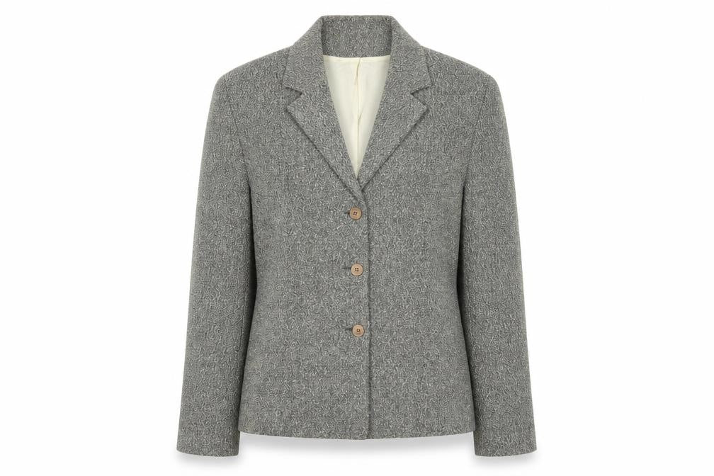 Husen Moda Womens Brown Geometric Jacket Blazer Size 14 Button