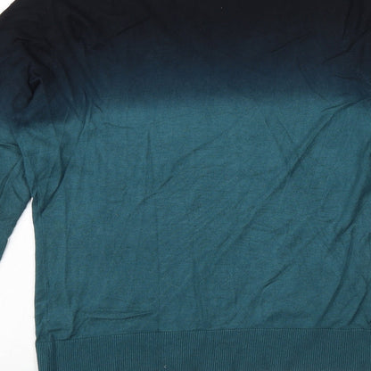 Planet Womens Green V-Neck Viscose Pullover Jumper Size S