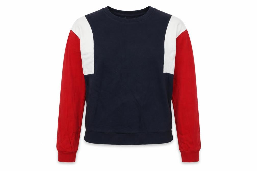 H&M Womens Blue Colourblock 100% Cotton Pullover Sweatshirt Size XS Pullover