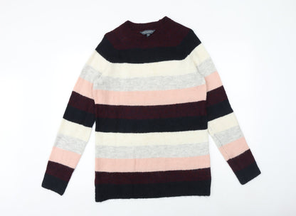 Dorothy Perkins Womens Multicoloured Round Neck Striped Polyester Pullover Jumper Size 10