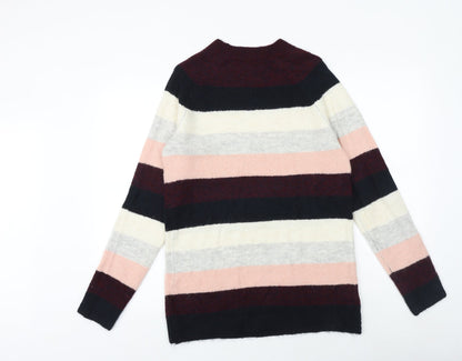 Dorothy Perkins Womens Multicoloured Round Neck Striped Polyester Pullover Jumper Size 10