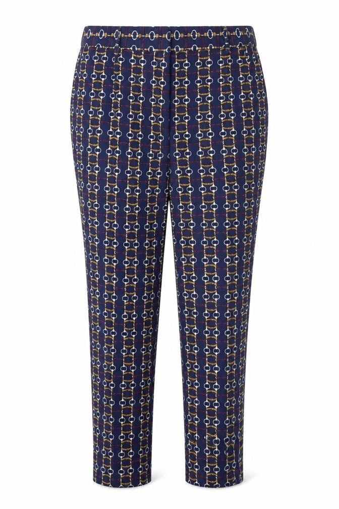 Zara Womens Blue Geometric Polyester Chino Trousers Size 8 Regular Zip