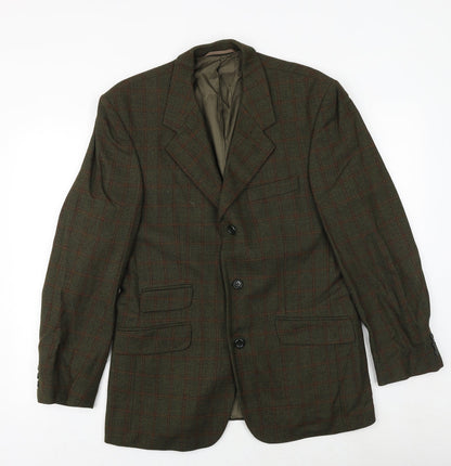 Additional front view of SCOTT men’s green check wool jacket blazer, size 38, regular