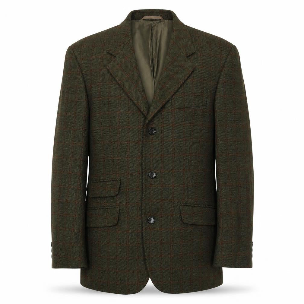 SCOTT Mens Green Check Wool Jacket Blazer Size 38 Regular