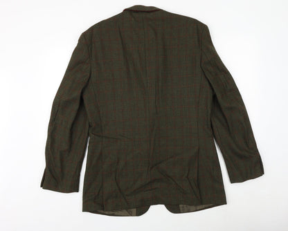 Back view of SCOTT men’s green check wool jacket blazer, size 38, regular
