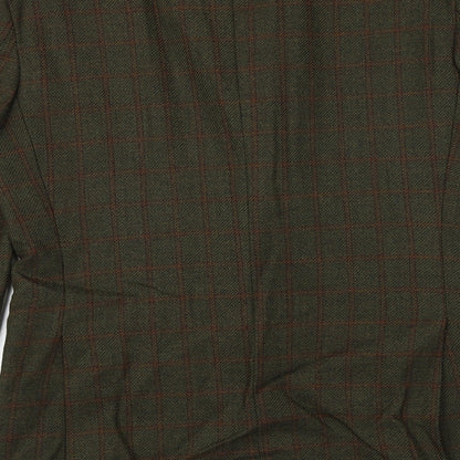 Brand and care label for SCOTT men’s green check wool jacket blazer, size 38, regular
