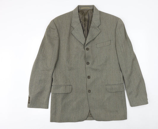 REMUS Mens Brown Striped Polyester Jacket Suit Jacket Size 38 Regular