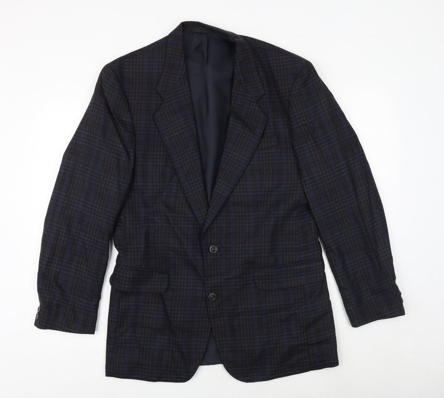 Kaleva Classic Mens Blue Plaid Polyester Jacket Suit Jacket Size 40 Regular