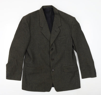 Fosters Mens Blue Geometric Wool Jacket Blazer Size 40 Regular