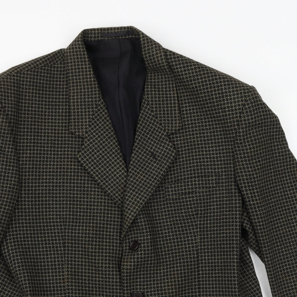 Fosters Mens Blue Geometric Wool Jacket Blazer Size 40 Regular