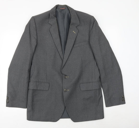 Spector Mens Grey Striped Wool Jacket Suit Jacket Size 42 Regular
