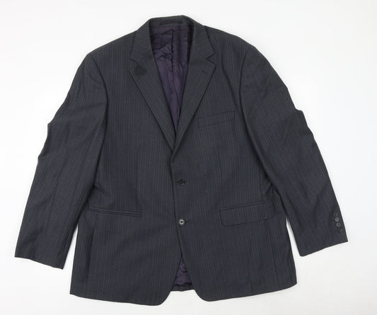 Wellington Mens Blue Striped Wool Jacket Suit Jacket Size 46 Regular