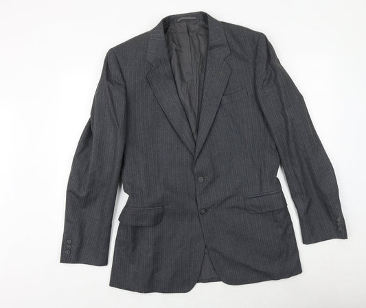 Hepworths Mens Grey Striped Wool Jacket Suit Jacket Size 40 Regular