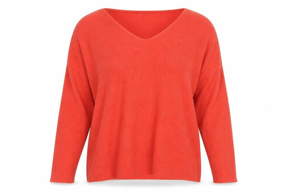 Great Plains Womens Orange V-Neck Polyamide Pullover Jumper Size 14