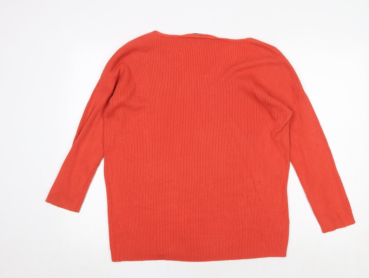 Great Plains Womens Orange V-Neck Polyamide Pullover Jumper Size 14