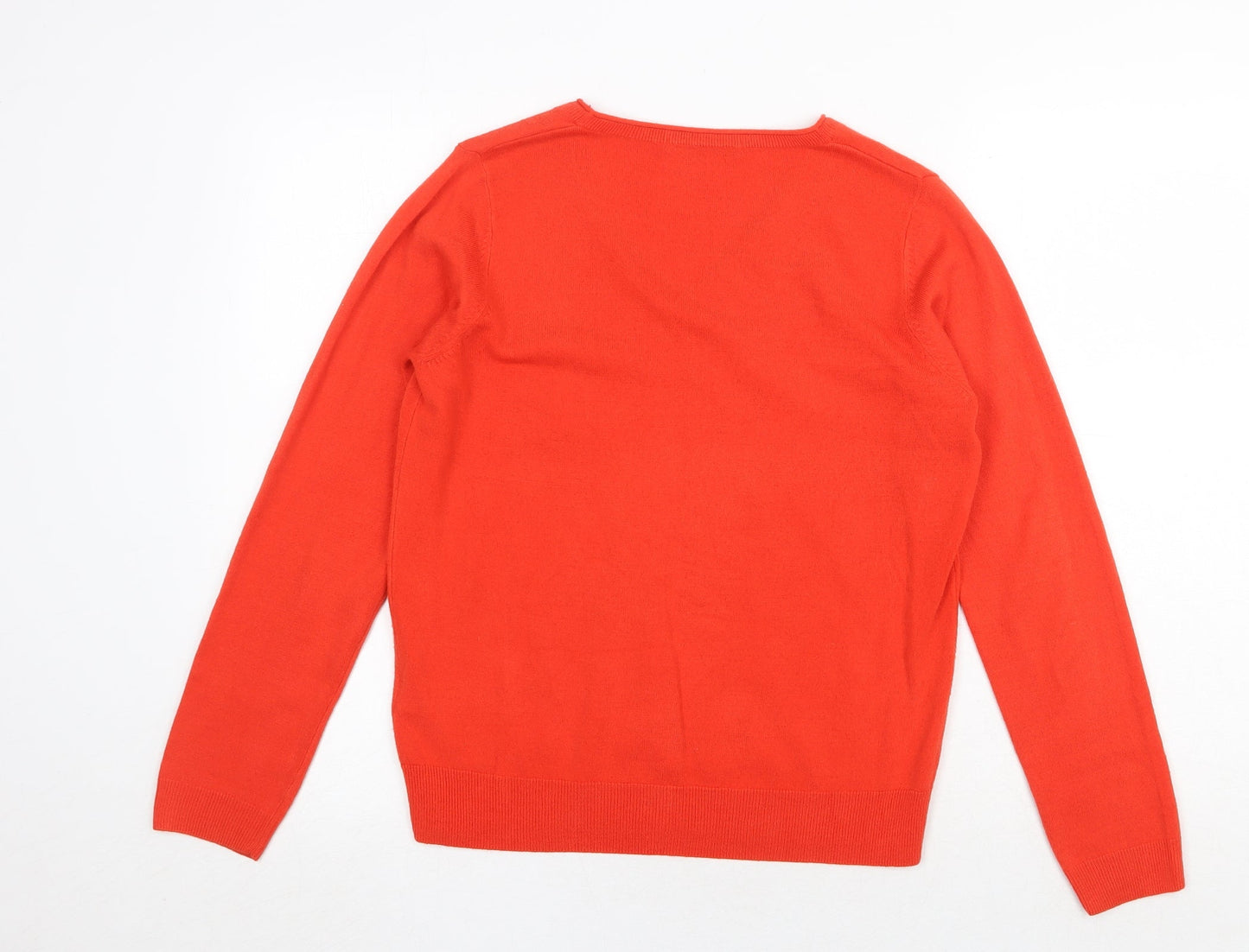 Marks and Spencer Womens Red V-Neck Acrylic Pullover Jumper Size 14