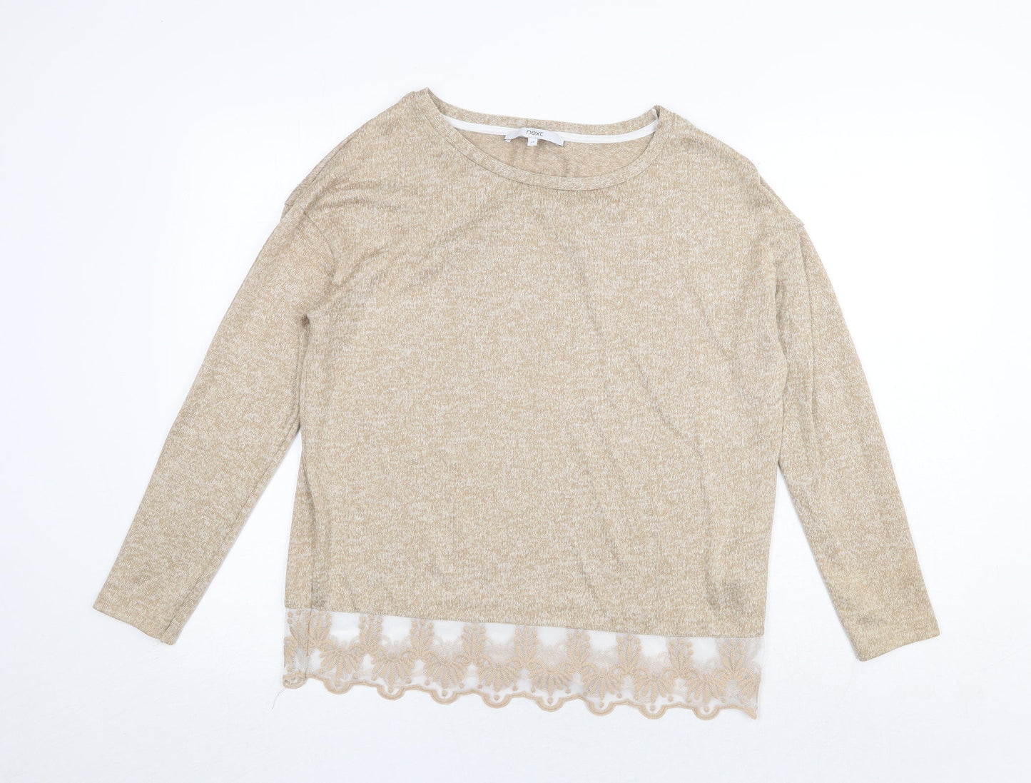 NEXT Womens Beige Round Neck Polyester Pullover Jumper Size 12
