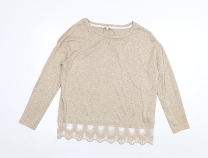 Next Womens Beige Round Neck Polyester Pullover Jumper Size 12