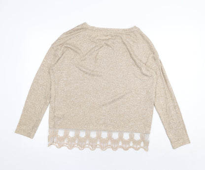 Next Womens Beige Round Neck Polyester Pullover Jumper Size 12