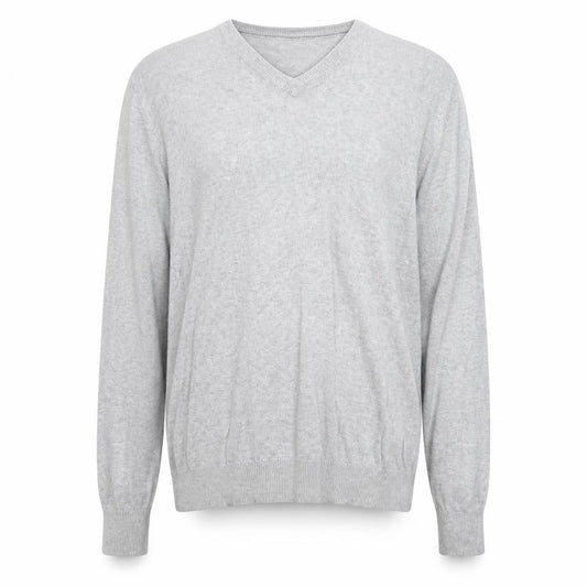 Batistini Mens Grey V-Neck Cotton Pullover Jumper Size L Long Sleeve