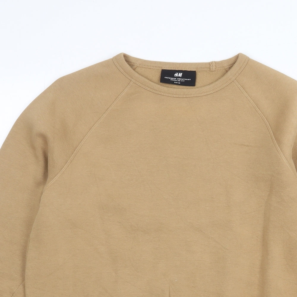 H&M Mens Beige Cotton Pullover Sweatshirt Size XS