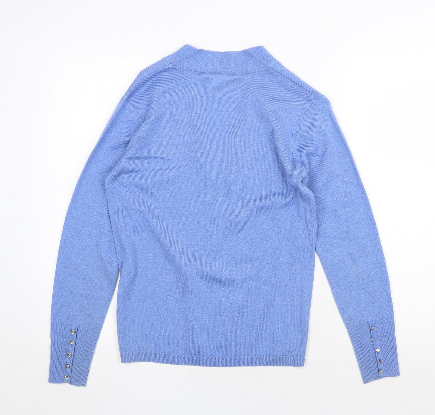 Caskmasoft Womens Blue V-Neck Acrylic Pullover Jumper Size XS