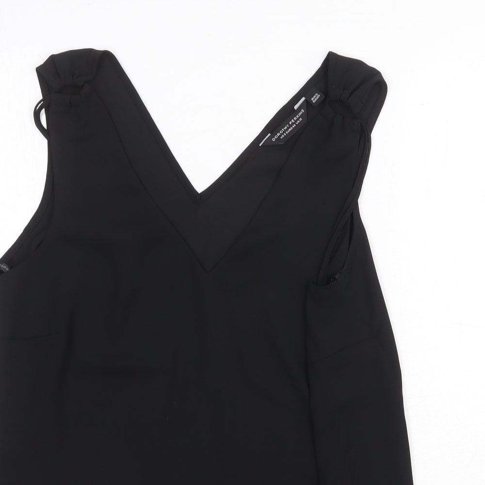 Dorothy Perkins Womens Black Polyester Basic Tank Size 12 V-Neck