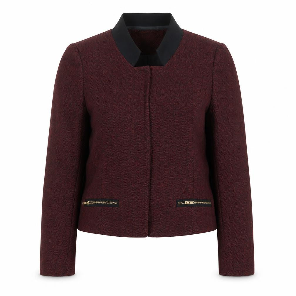 Nam & Co. Womens Red Geometric Jacket Blazer Size 10