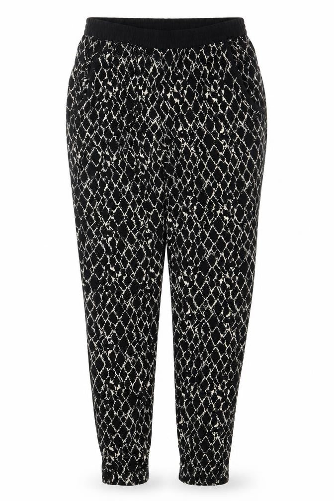 South Womens Black Geometric Viscose Trousers Size 10 Regular