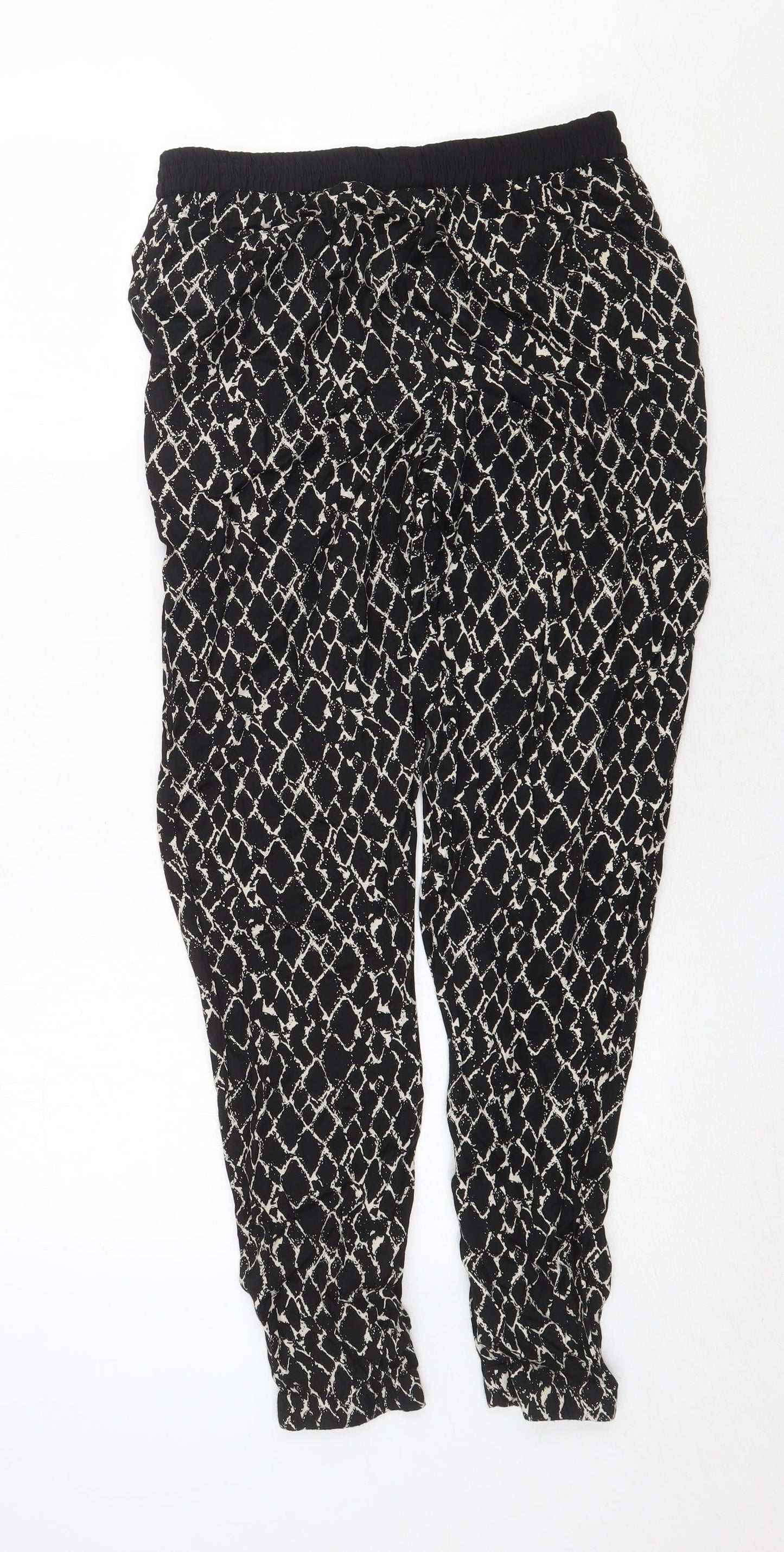 South Womens Black Geometric Viscose Trousers Size 10 Regular