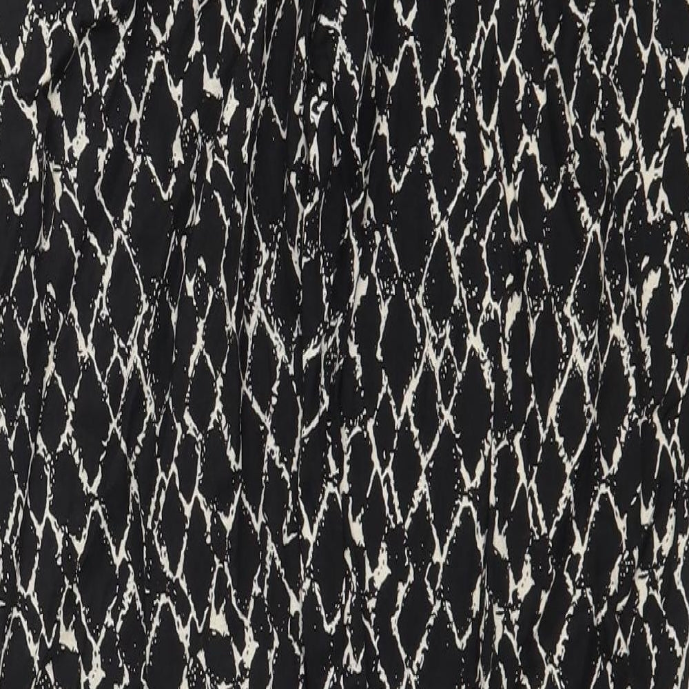South Womens Black Geometric Viscose Trousers Size 10 Regular
