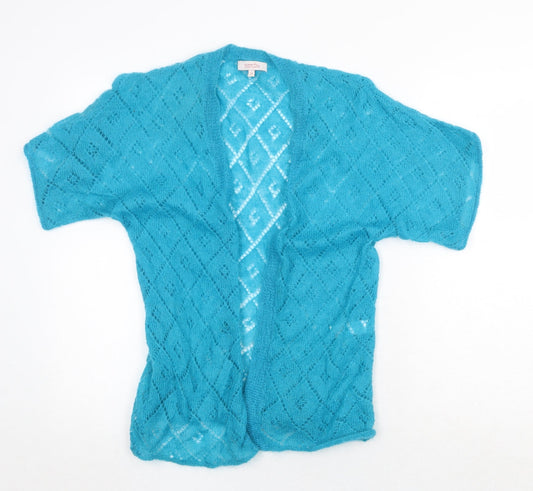 Debenhams Womens Blue V-Neck Wool Cardigan Jumper Size 12