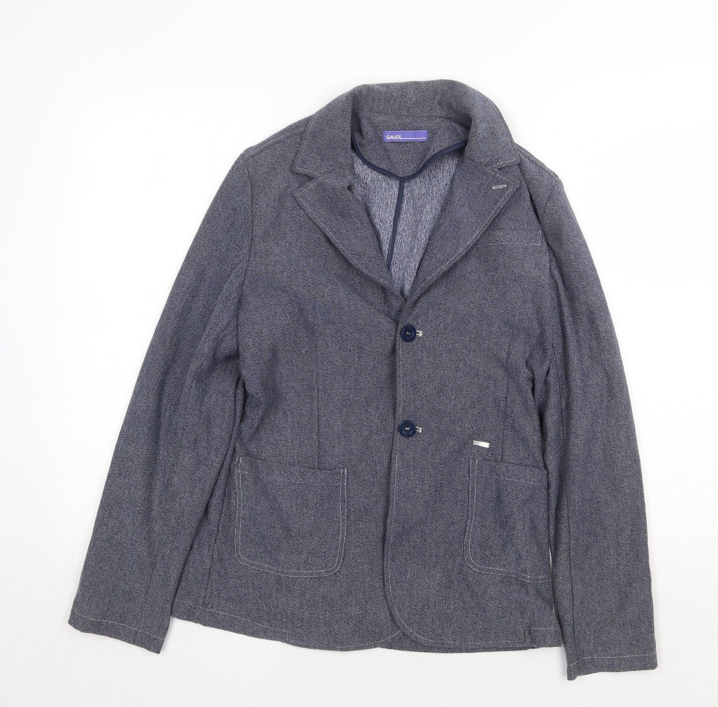 Gaudi Womens Blue Geometric Jacket Blazer Size 16 Button