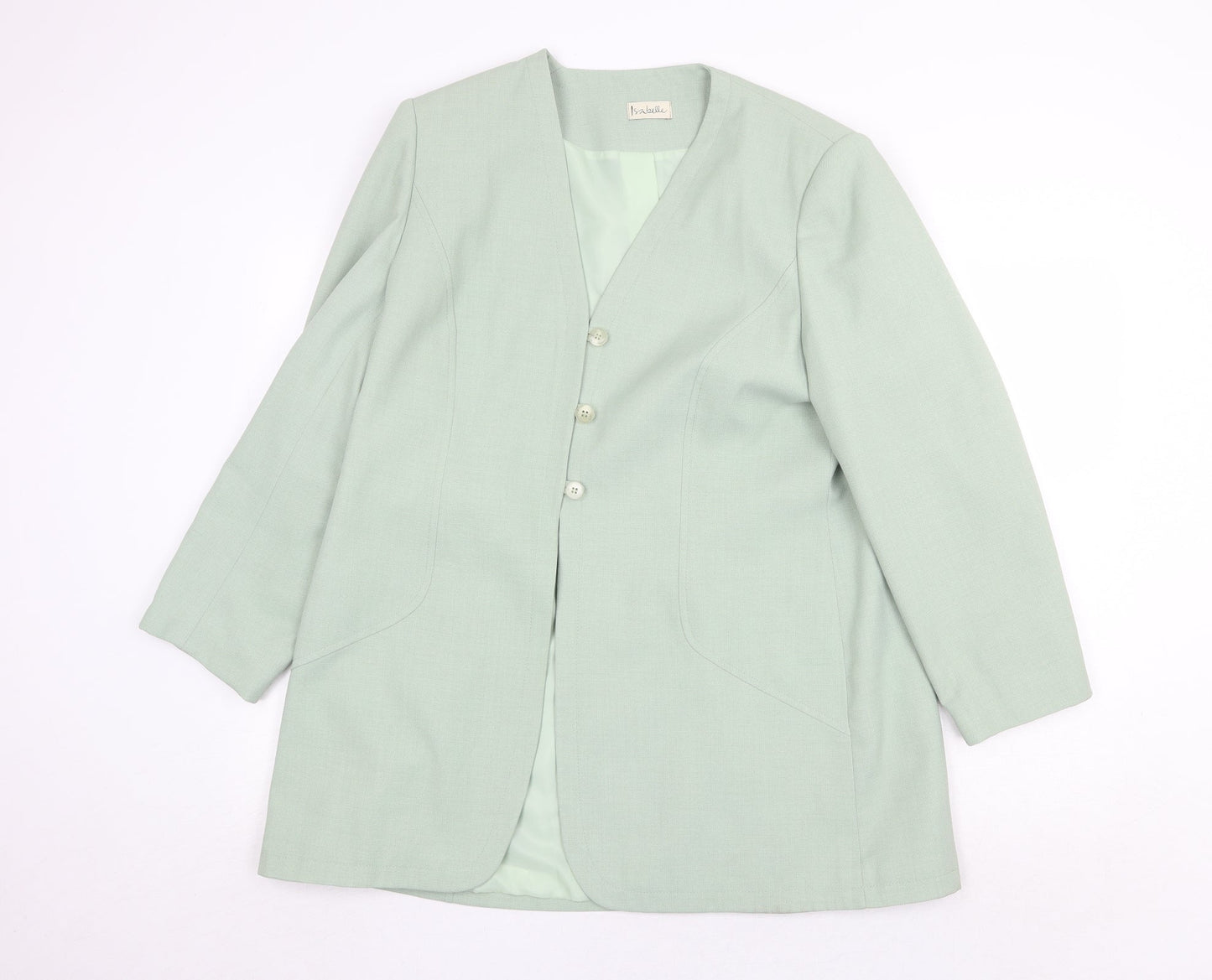 Isabelle Womens Green Jacket Blazer Size 18 Button