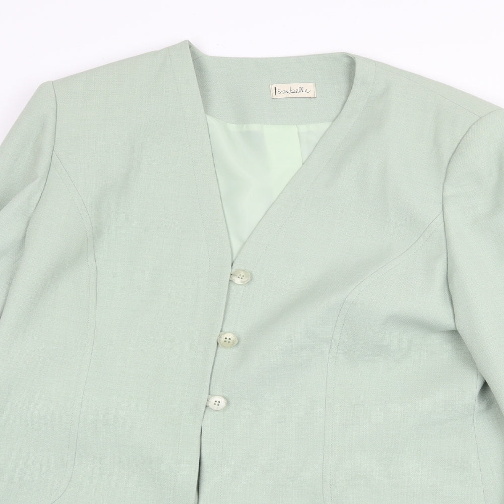 Isabelle Womens Green Jacket Blazer Size 18 Button