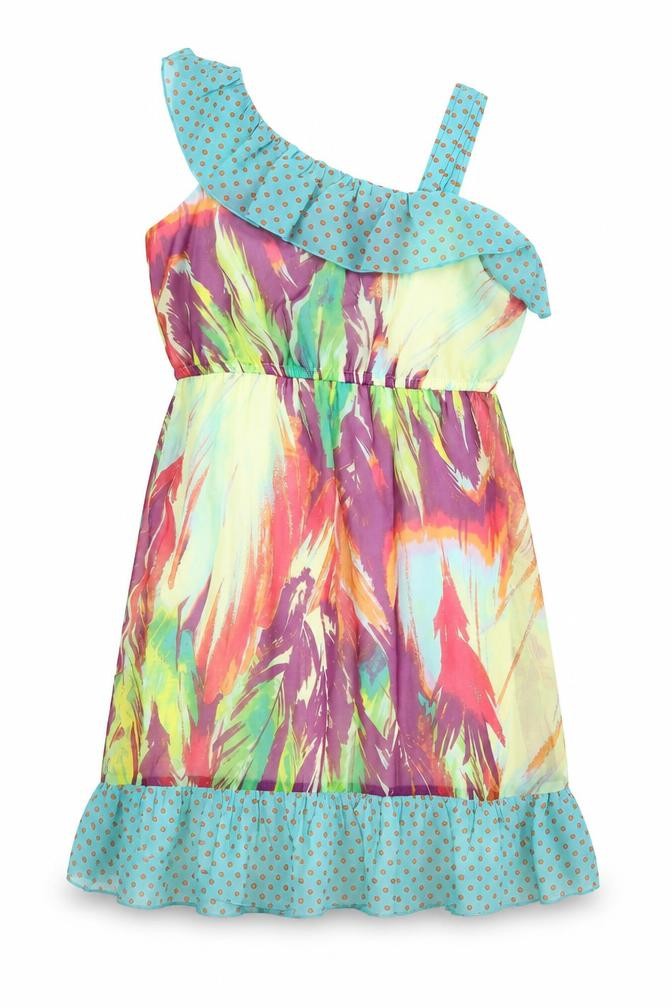Hype Womens Multicoloured Geometric Polyester Fit & Flare Size 10 V-Neck Pullover