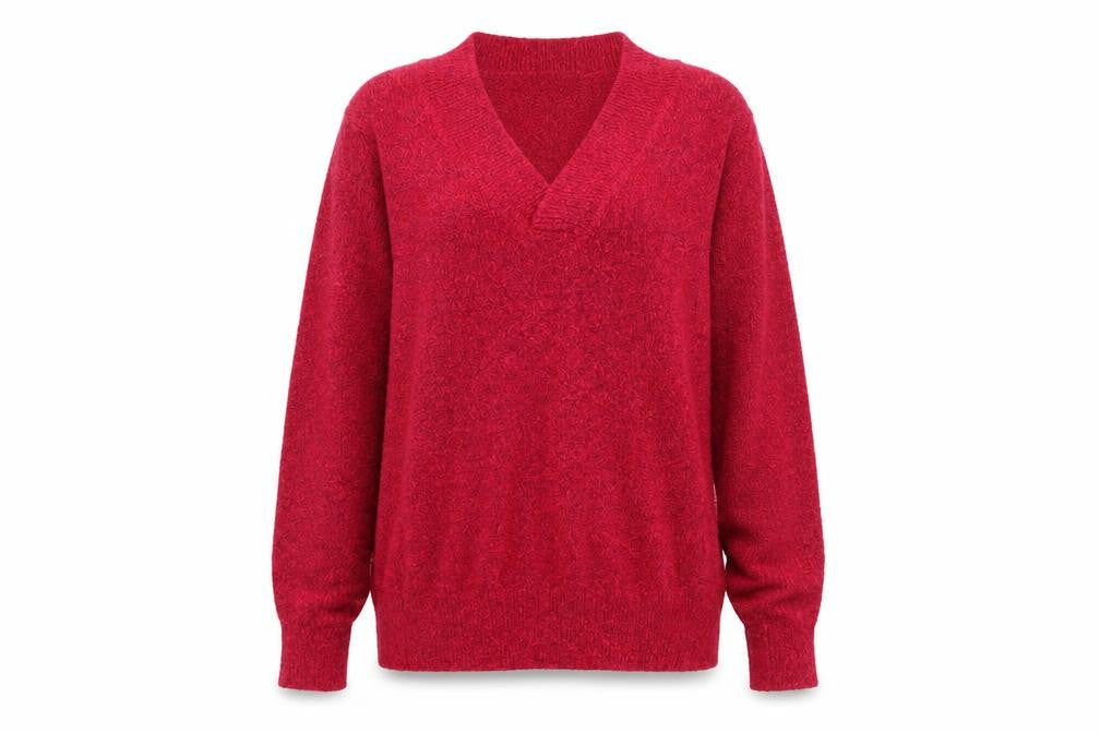 Kim & Cami Womens Pink V-Neck Acrylic Pullover Jumper Size 2XL