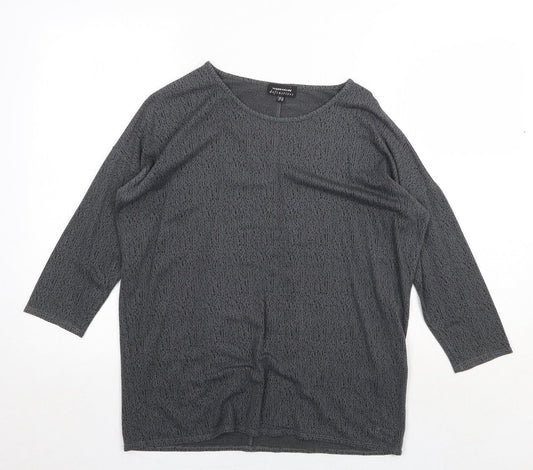 Warehouse Womens Grey Viscose Basic T-Shirt Size 10 Round Neck