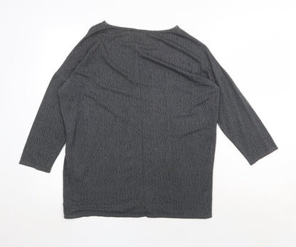 Warehouse Womens Grey Viscose Basic T-Shirt Size 10 Round Neck