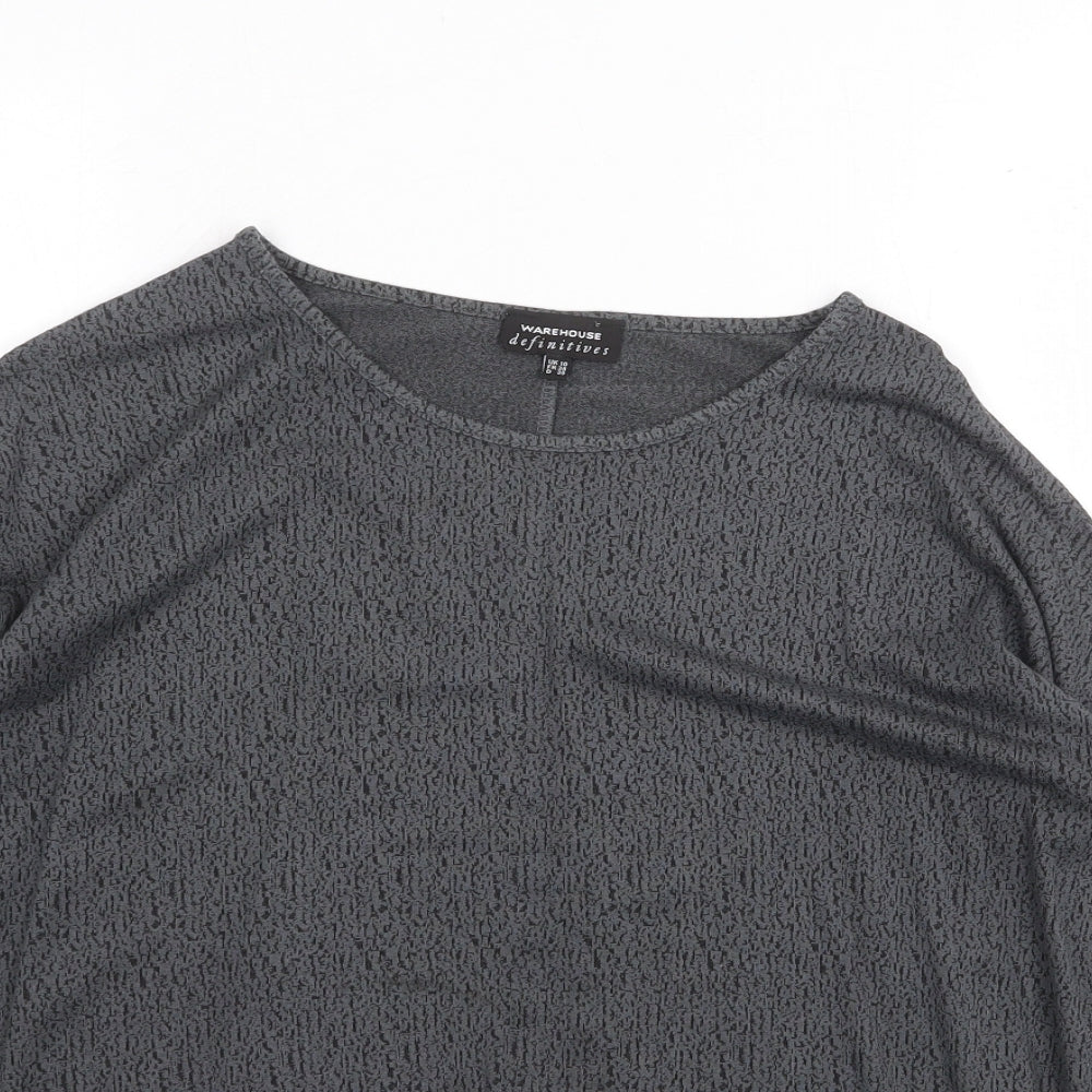 Warehouse Womens Grey Viscose Basic T-Shirt Size 10 Round Neck