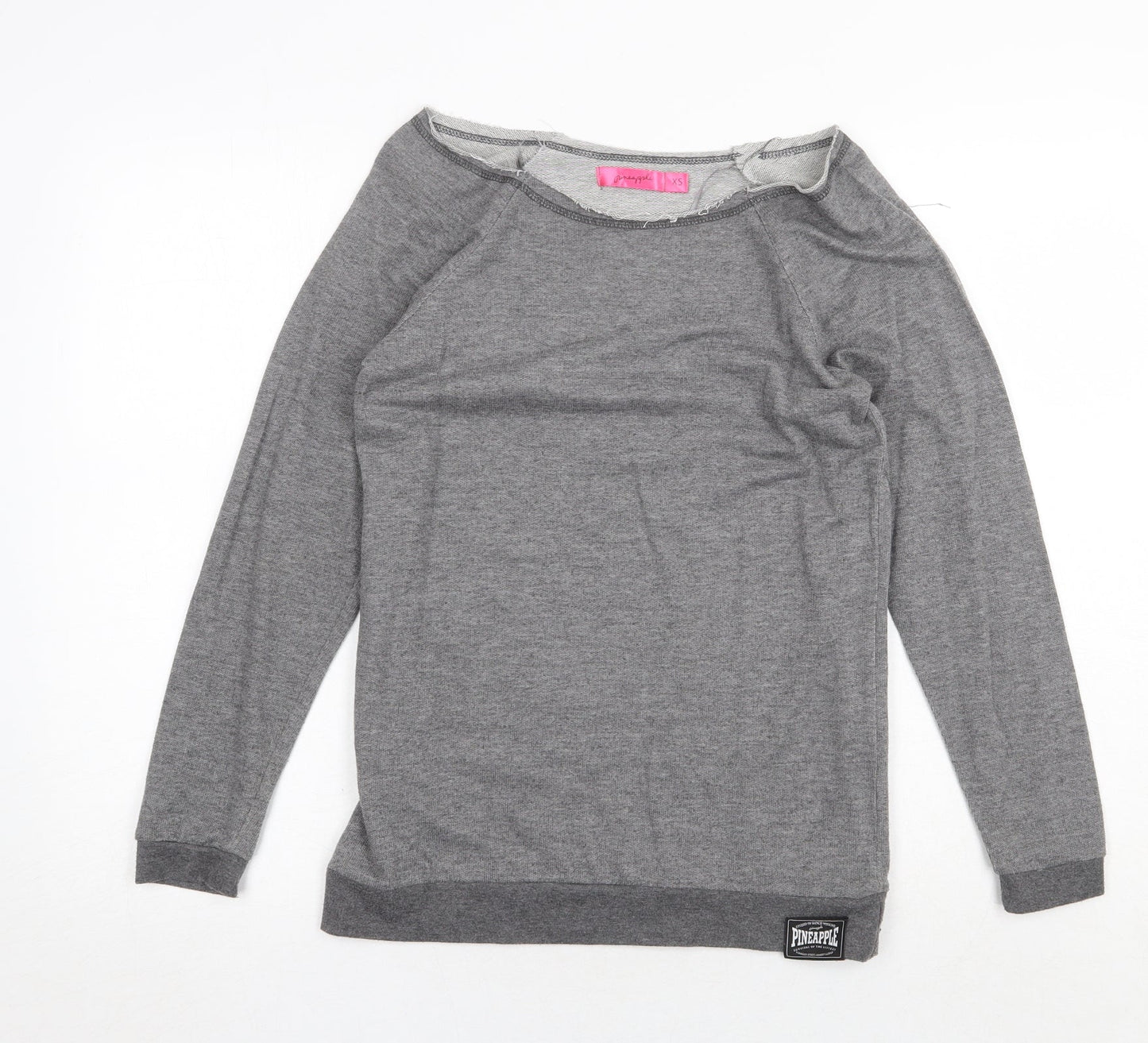 Pineapple Womens Grey Boat Neck Cotton Pullover Jumper Size XS